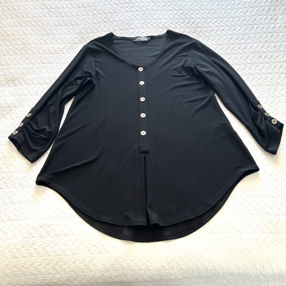 Sympli Unity Henley Tunic Black/Silver Buttons Size 10 - Picture 10 of 14